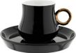 Mulex, set van 12 cappuccino-kopjes met schoteltjes, porselein. Koffieservies, 100 ml, zwart/goud