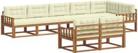 vidaXL - Bank loungeset - 8 zitplekken - Natuurlijk en crème - Acacia hout