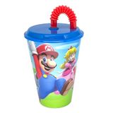 Super Mario Herbruikbare kinderbeker met deksel en rietje 430 ml