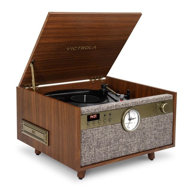 Victrola Century Signature+ Bluetooth 6-in-1 Music Center with Clock - Walnut