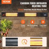 VEVOR Infraroodverwarmer 3000W, elektrische ruimteverwarmer, met afstandsbediening, 9 standen, timer