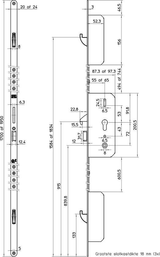 Nemef Meerpuntssluiting SKG*** - 24 x 1700 mm - Staal Verzinkt