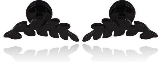 Mendes Leaf Stud oorbellen Black