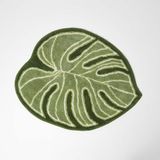 HOMESCAPES Green Leaf Badmat, badkameraccessoire, 100% katoen, super absorberend en zacht, antislip, groot en dik, 65 x 80 cm