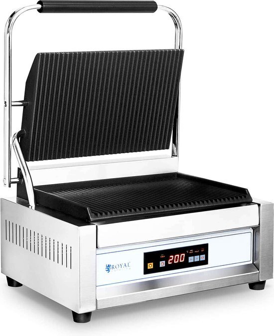 Royal Catering Contactgrill - 2.200 W - - grote plaat - gegolfd