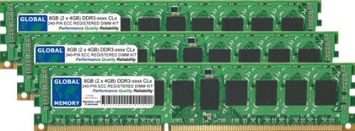 GLOBAL MEMORY 12 GB (3 x 4 GB) DDR3 800/1066/1333 MHz 240-PIN ECC geregistreerde DIMM (RDIMM) Memory Ram Kit voor servers/werkstations/moederborden (6 Rank Kit Non-Chipkill)