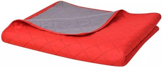 vidaXL Dubbelzijdige Quilt Bedsprei Rood en Grijs 170x210 cm