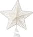 Decoris Kerst piek - ster vorm - wit - glitters - 25 cm - metaal