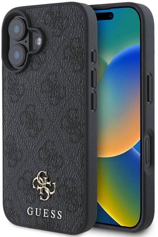 Guess 4G Metal Logo Backcover MagSafe voor de Apple iPhone 16 - Zwart