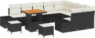 vidaXL Banc de jardin 12 pcs Poly rotin noir