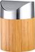 Axentia Cosmetische emmer Bonja van bamboe en roestvrij staal mat geborstelde zwenkdekselemmer kleine cosmetica mini-prullenbak met inzet-badkamer afvalemmer 0,8 liter, zilver/houtkleurig, 12 x 12 x 16,5 cm