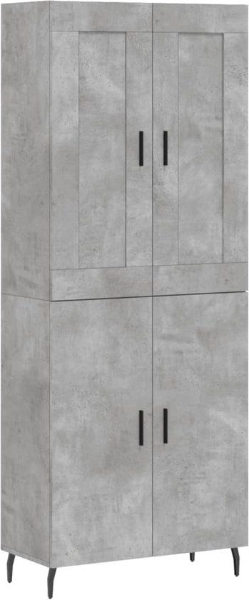 vidaXL Hoge kast 69,5x34x180 cm bewerkt hout betongrijs