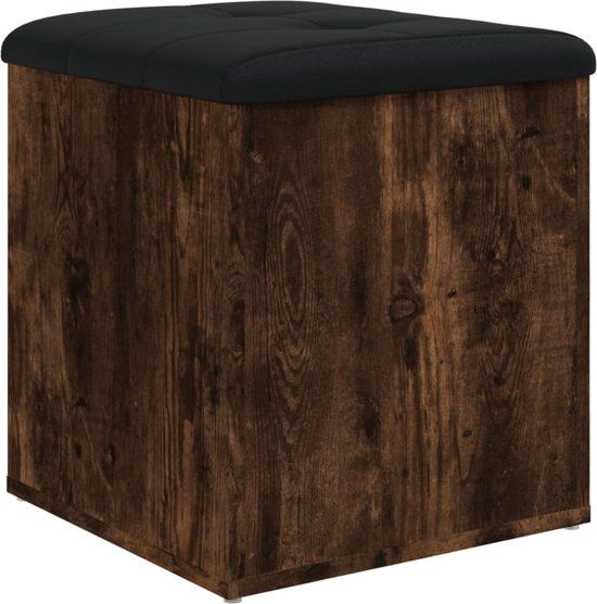vidaXL Opbergbankje - 42x42x45 cm - Bewerkt Hout - Gerookt Eikenkleurig