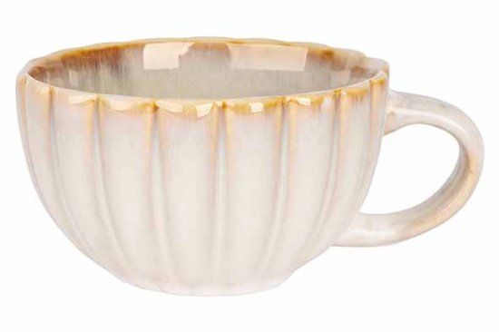 Cosy & Trendy Koffiekopjes Met Oor Astera Pearl Beige - 4 Stuks 450 ml ø 12 cm - Aardewerk - Vaatwasser-, Magnetron- & Ovenbestendig