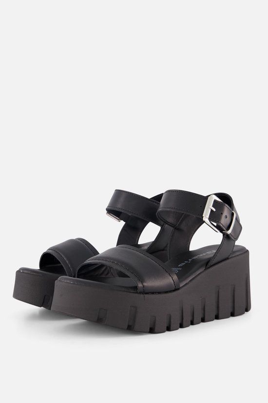 Tamaris Sandalen Met Hak zwart Leer - Maat 38