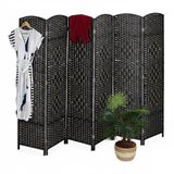 Relaxdays Kamerscherm 6 panelen - 170x240 cm - opvouwbaar - zwart