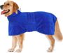 Bol Microvezel Chien Badjas Handdoek, Verstelbare Chien Droogjas Super Absorberend Sneldrogende Chien Gewaad Chien Badjas Voor Kleine Medium Grote Honden Bleu Vert Gris (M, BLEU)