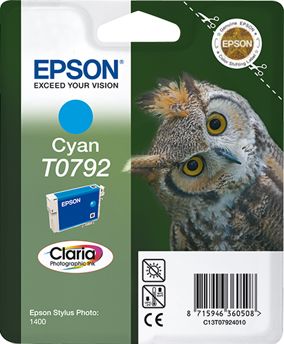 Epson Owl inktpatroon Cyan T0792 Claria Photographic Ink single pack / cyaan