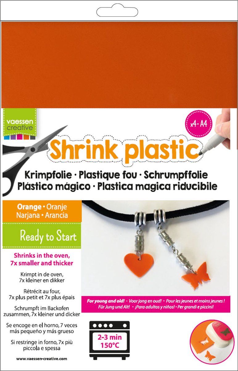 Vaessen Creative Krimpfolie A4 Oranje 4pcs