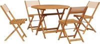 vidaXL 5-delige tuinset, massief hout en stof, beige
