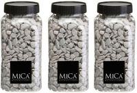 Mica Decorations decoratie steentjes - 3x - grijs - 1 kilo - 650ml - hobby steentjes