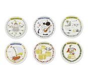 Excelsa Mordillo Set van 6 pizzaborden van porselein, versierd met figuren, 30,5 cm
