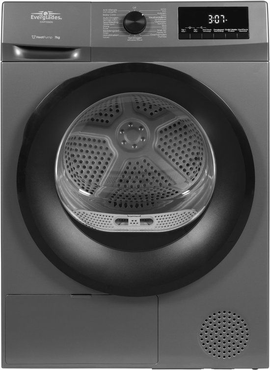 Everglades EVHP7056DG Warmtepompdroger - Titanium Gray - 7KG - 15 Programma's - Energieklasse D