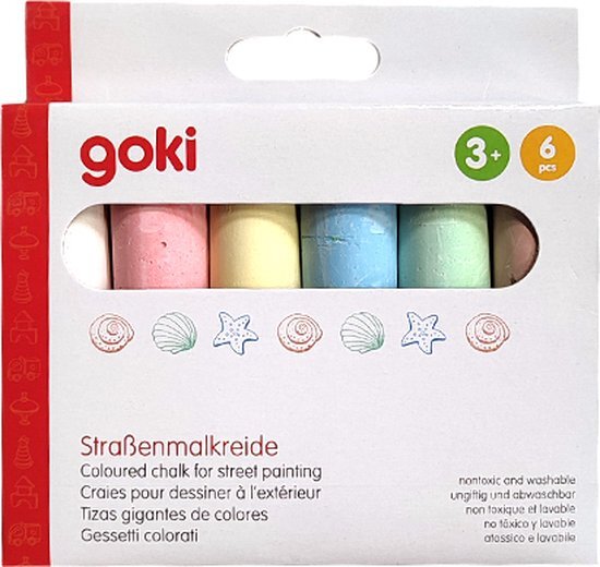 Goki Toys pure Doosje stoepkrijt 6 stuks