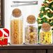 Merkloos Glass Jar with Round Ball Cork, 3 Pack Clear Stripe Glass Jar for Kitchen Pantry Serving Tea Coffee Sugar Flour Spices (500ml/700ml/1000ml)