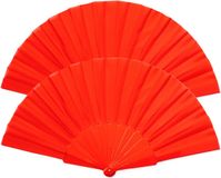 Merkloos / Sans marque RPET polyester Handwaaier/Spaanse waaier - 2x - Rood - 41 x 23 cm