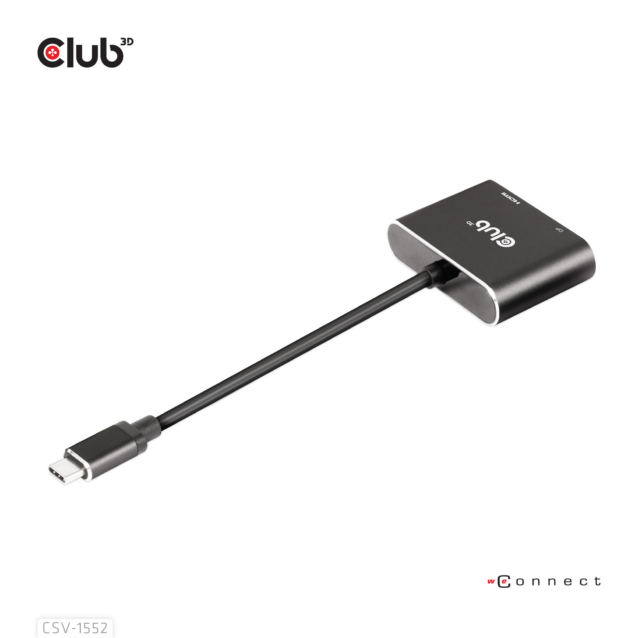 Club 3D MST hub USB3.2 Gen2 Type-C(DP Alt-Mode) to DisplayPort + HDMI 4K60Hz M/V