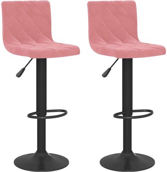vidaXL Barkrukken - 2 stuks - Fluweel - Roze