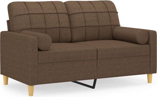 vidaXL Tweezitsbank met sierkussens 120 cm stof bruin