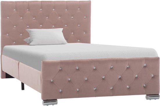 vidaXL Bedframe fluweel roze 100x200 cm