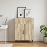 vidaXL Dressoir Sonoma Eiken 66 x 34,5 x 89,5 cm Bewerkt hout