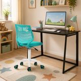 FurnitureR Kleurrijke bureaustoel, modern verstelbaar design, computerstoel, draaibare armloze stoel, kinderkamer, thuiskantoor Task Chair, turquoise F