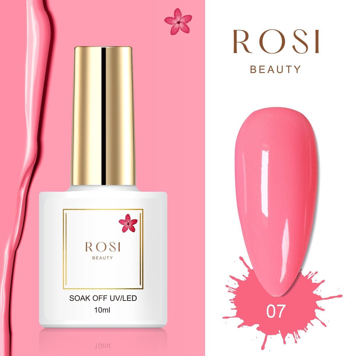 Rosi Beauty Gelpolish - Gel nagellak - Gellak - 10 ML - UV & LED - Roze 07 Sweet Pink