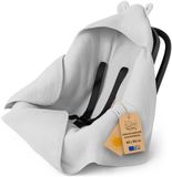 Totsy baby Mousseline Babydeken – Lichte Ademende Inbakerdeken Autostoel met Capuchon voor de Zomer – Temperatuurregulerend voor Kinderwagen en Pasgeborene 90×90 cm Grijs Oeko-Tex