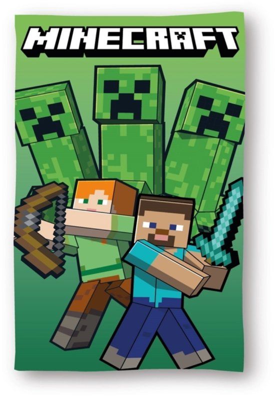 4KidsOnly Minecraft Strandlaken 70 x 140cm Katoen Groen