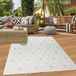 Tapis d'intérieur et d'extérieur, tapis de balcon avec différents motifs de carreaux chinés de couleur crème. Dimensions : 160 x 230 cm