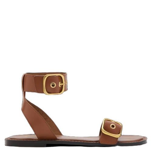Mango leren sandalen - bruin