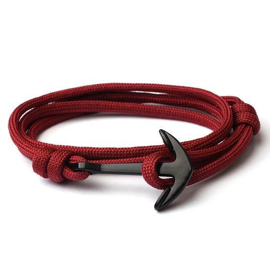 LGT JWLS Anker armband Donkerrood polyester koord