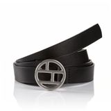 Tom Tailor - Leren riem met ronde gesp - Maat 90 - black uni