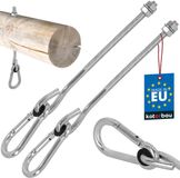 KOTARBAU® 2 st Schommelhaak, Verzinkt Staal, M10 x 230 mm, Zilver, met Karabijnhaak, Houtdraad, Schommelhaak voor Houten Balk, Schommel Hanger