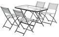 Ensemble de meubles de jardin - Table et 4 chaises - Ensemble 5 pièces - Chaises empilables en Textilène - Cadre en métal - Table avec verre trempé - Gris