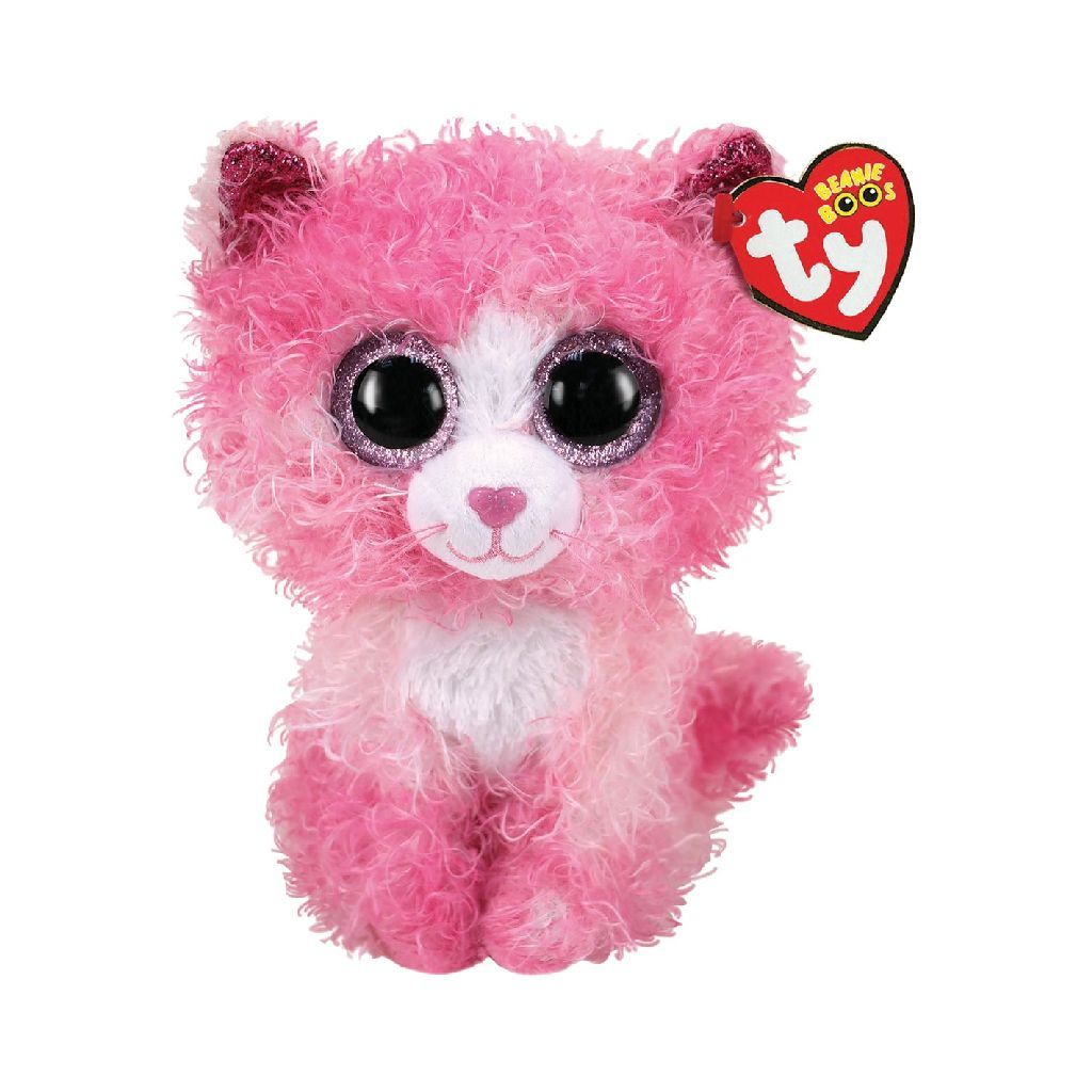 TY Beanie Boo's Reagan Cat 15cm - Knuffel - Roze/Wit