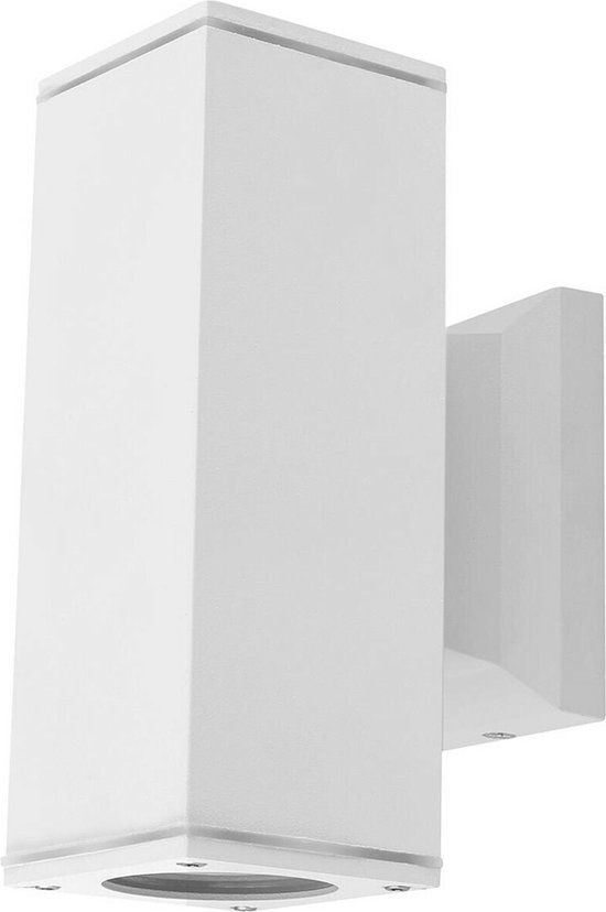 BES LED Aigi Wally Up and Down Wandlamp Buiten - GU10 - Vierkant - Mat Wit - Philips CorePro 830 36D - 9W - Warm Wit