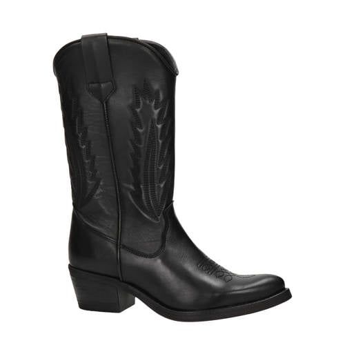 Nelson leren cowboylaarzen zwart
