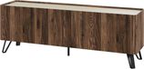 [en.casa] meuble TV 160x40x55 cm couleur noyer et travertin