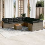 Maison Exclusive - Ensemble de jardin, composé de 11 pièces avec coussins, de couleur grise, en polyrotin